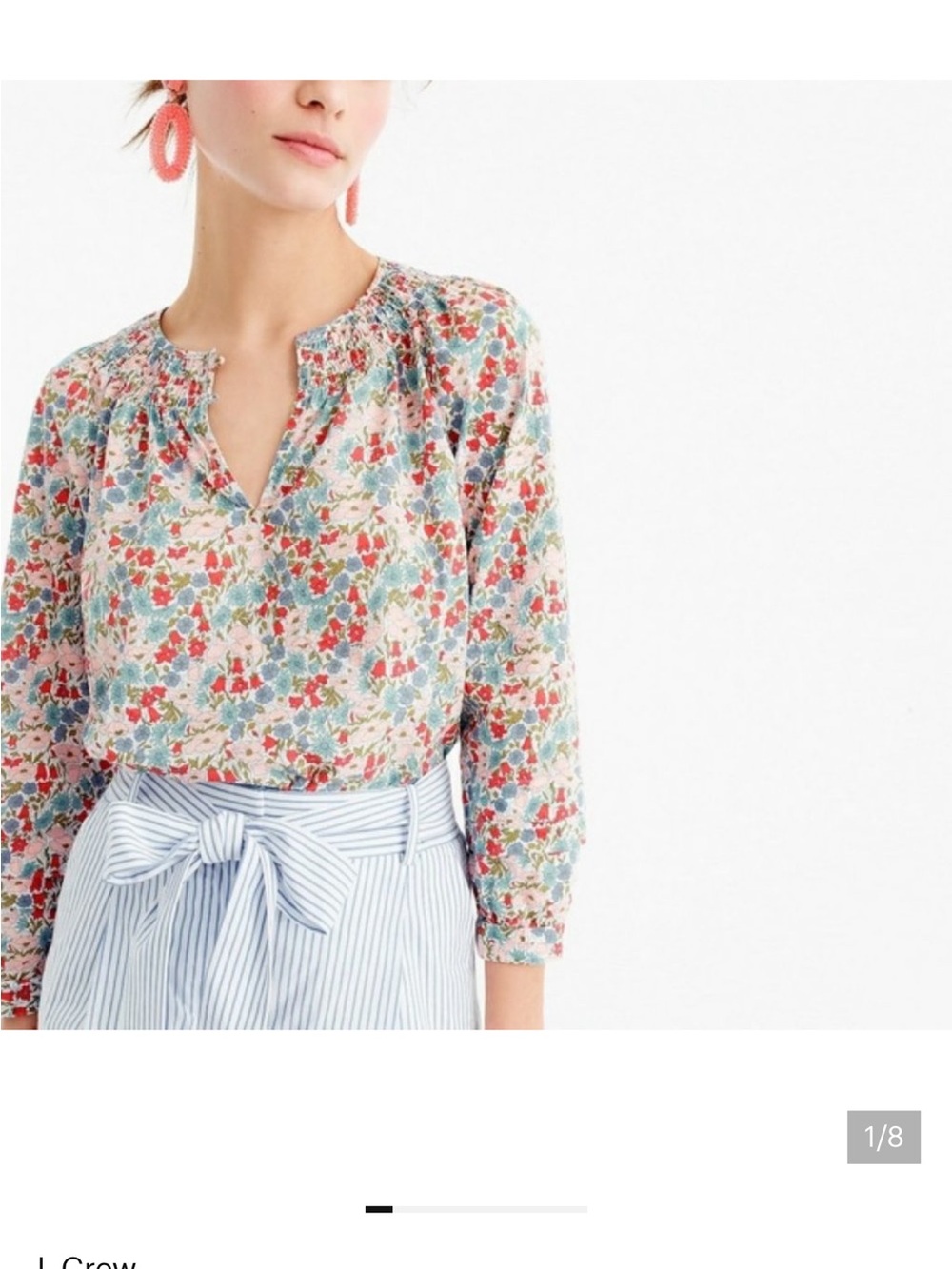 J. Crew Smocked Top in Liberty Poppy & Daisy #4774